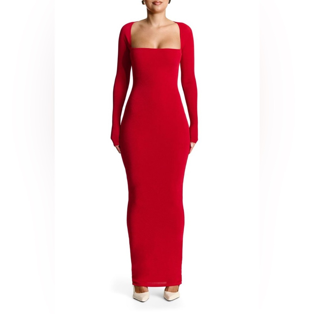 Naked Wardrobe SQUARE NECK SCULPT MAXI DRESS